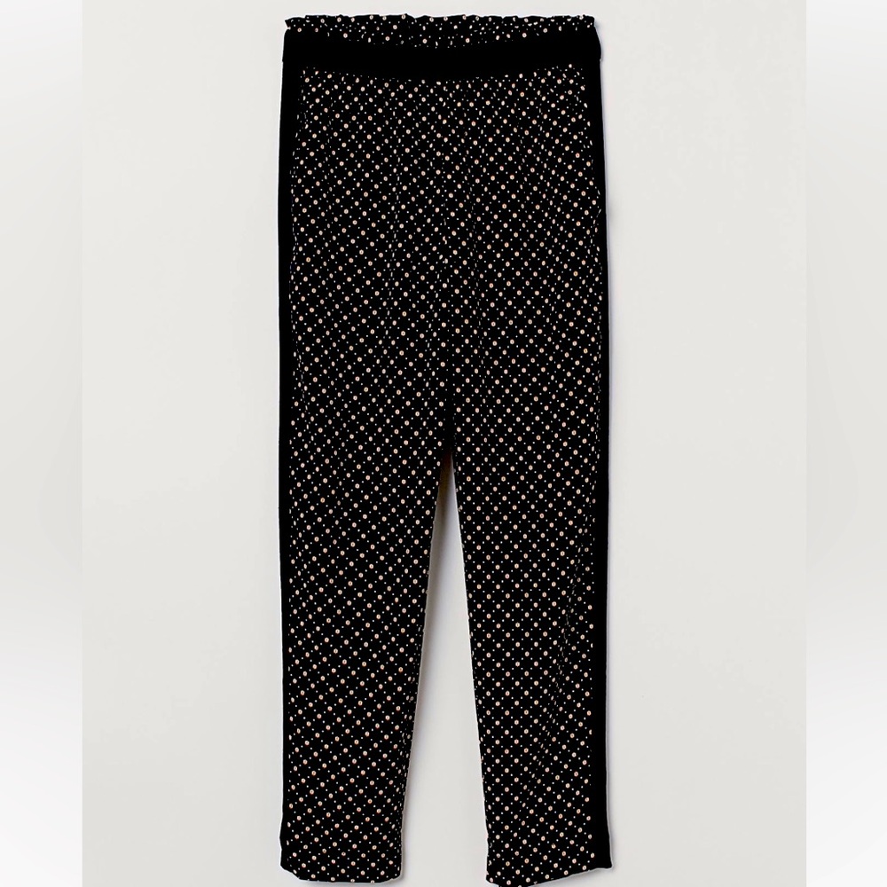 H&M Fashion Pants Womens Black Geometric with Side Stripe. Size 2.
